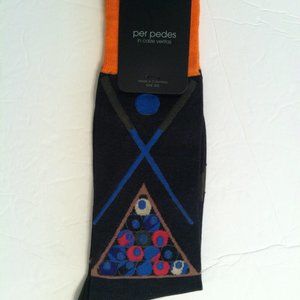 PER PEDES MENS NEW BLACK MERCERIZED COTTON DRESS SOCKS ONE SIZE